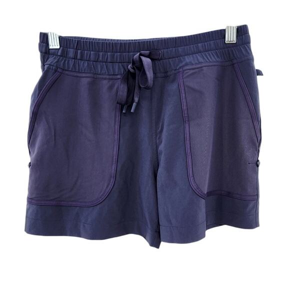 Lululemon Noir Short Cadet Blue Mesh‎ Pocket Shorts Dark Blue Purple Size 4 - Picture 6 of 12